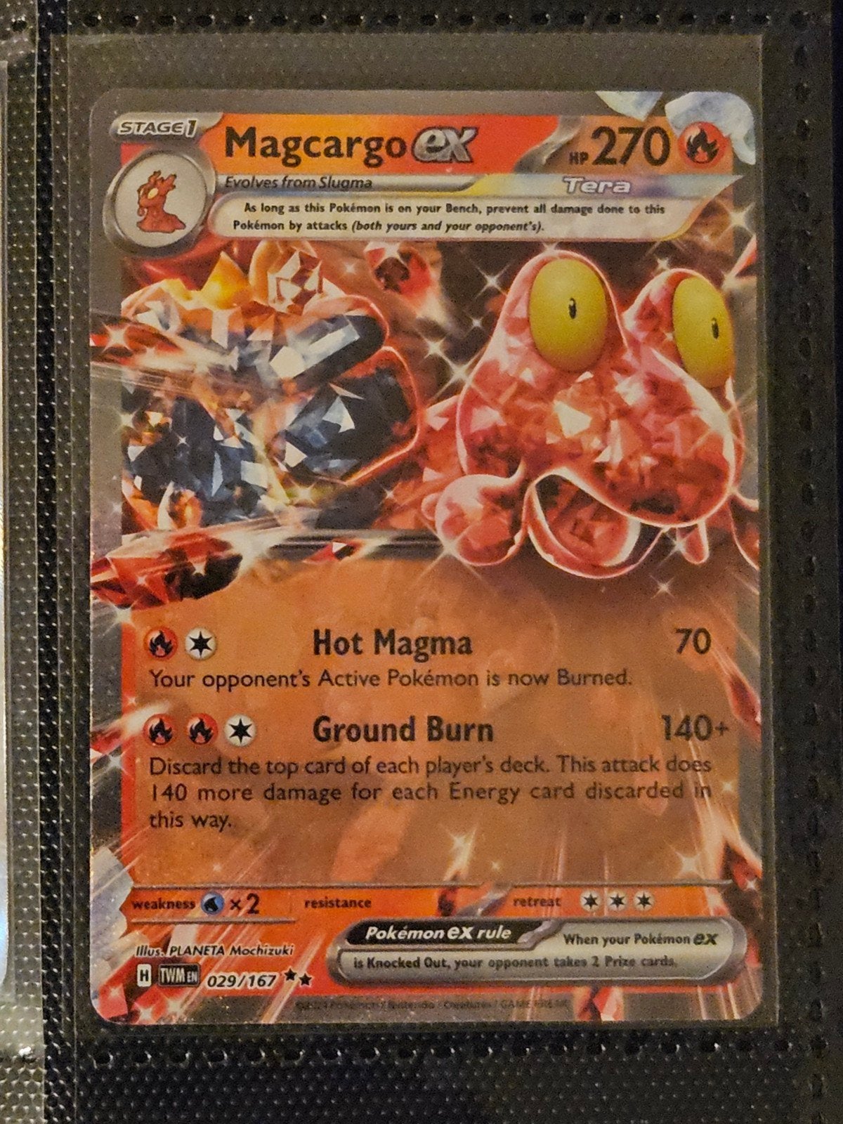 Pokemon Magcargo ex 029/167 Twilight Masquerade, Ophalen of Verzenden, Zo goed als nieuw, Losse kaart, Foil