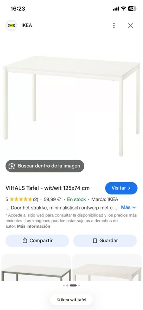 Ikea tafel 125x74cm, Huis en Inrichting, Tafels | Statafels, Ophalen, Gebruikt