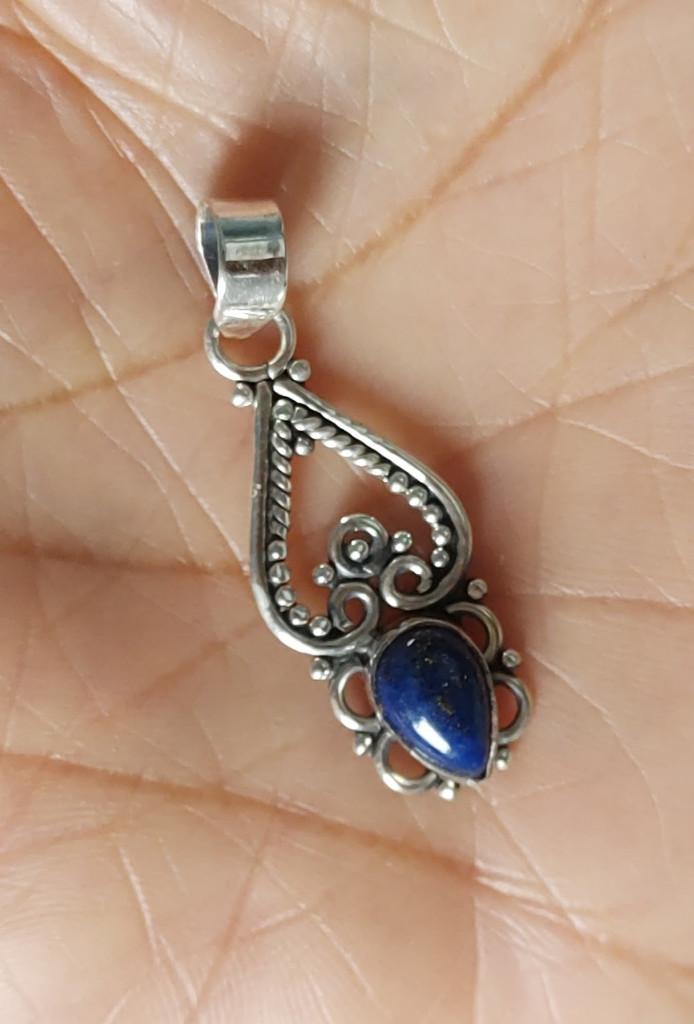 Zilveren hanger met natuurlijke Lapis Lazuli zilver 925, Sieraden, Tassen en Uiterlijk, Kettinghangers, O.T., Blauw, Nieuw, Ophalen of Verzenden