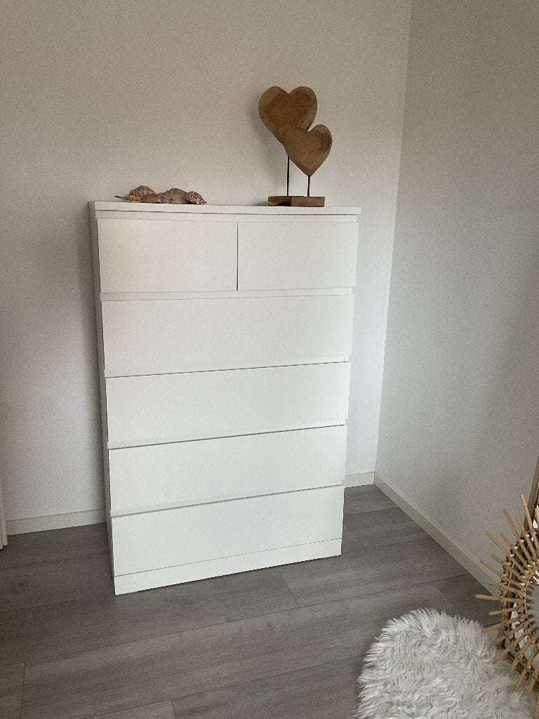 Malm ladekast wit van Ikea 80x123 cm, Ophalen, 5 laden of meer, 100 tot 150 cm, 50 tot 100 cm