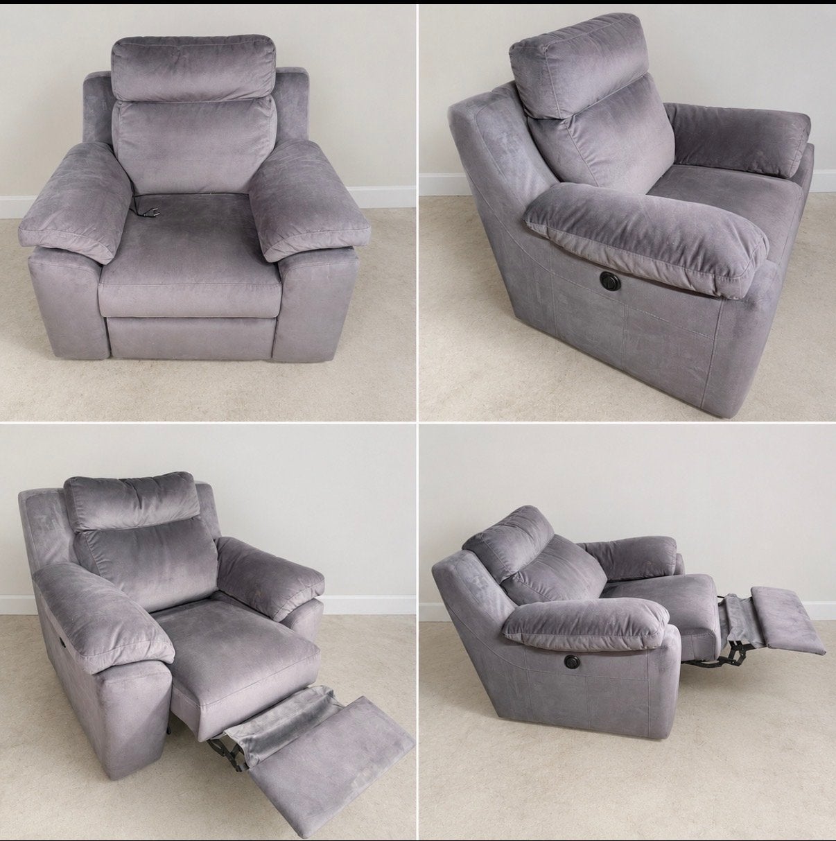 Elektrische Relaxfauteuil - Grijs Stof - Zo goed als nieuw, Ophalen, 125 cm of meer, Zo goed als nieuw, Stof