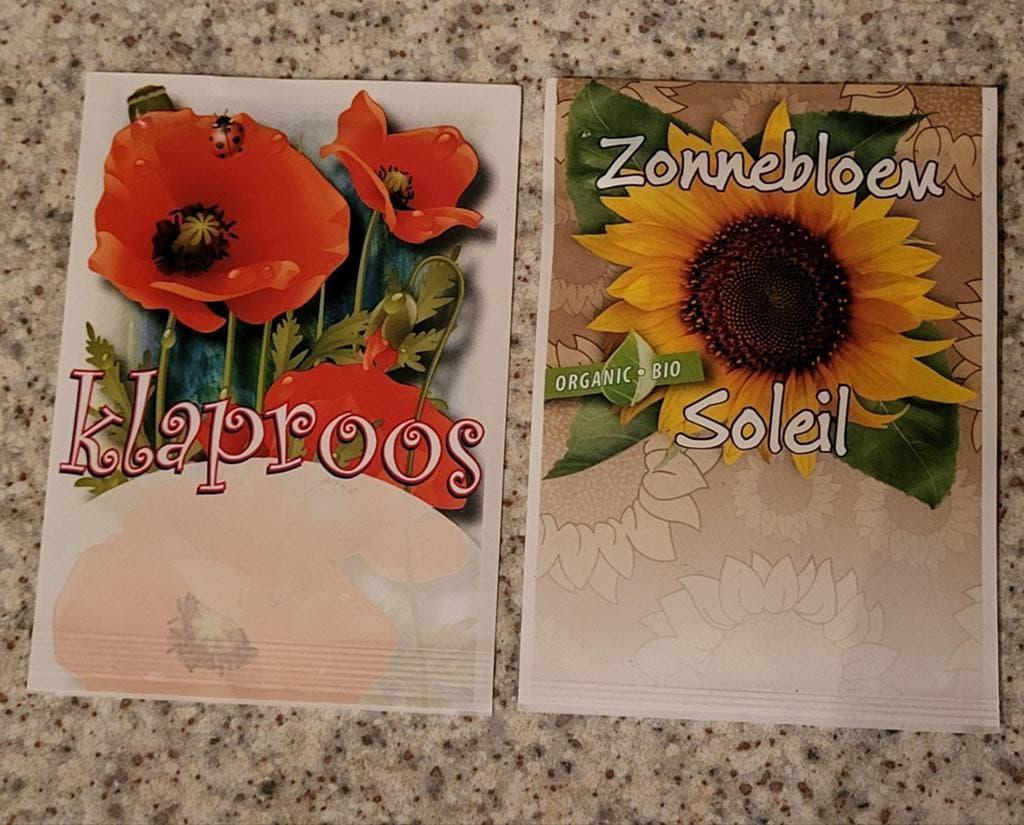 196 zakjes Klaproos & Zonnebloem zaadjes BLOEMEN / ZADEN, Ophalen of Verzenden, Voorjaar, Volle zon, Zaad