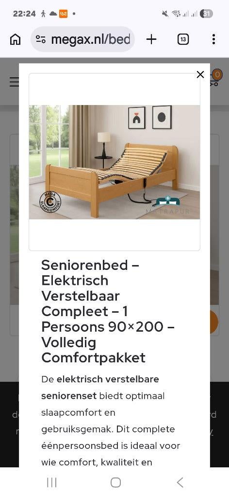 Seniorenbed, Huis en Inrichting, Slaapkamer | Bedden, Ophalen, Verstelbaar, 90 cm, Zo goed als nieuw