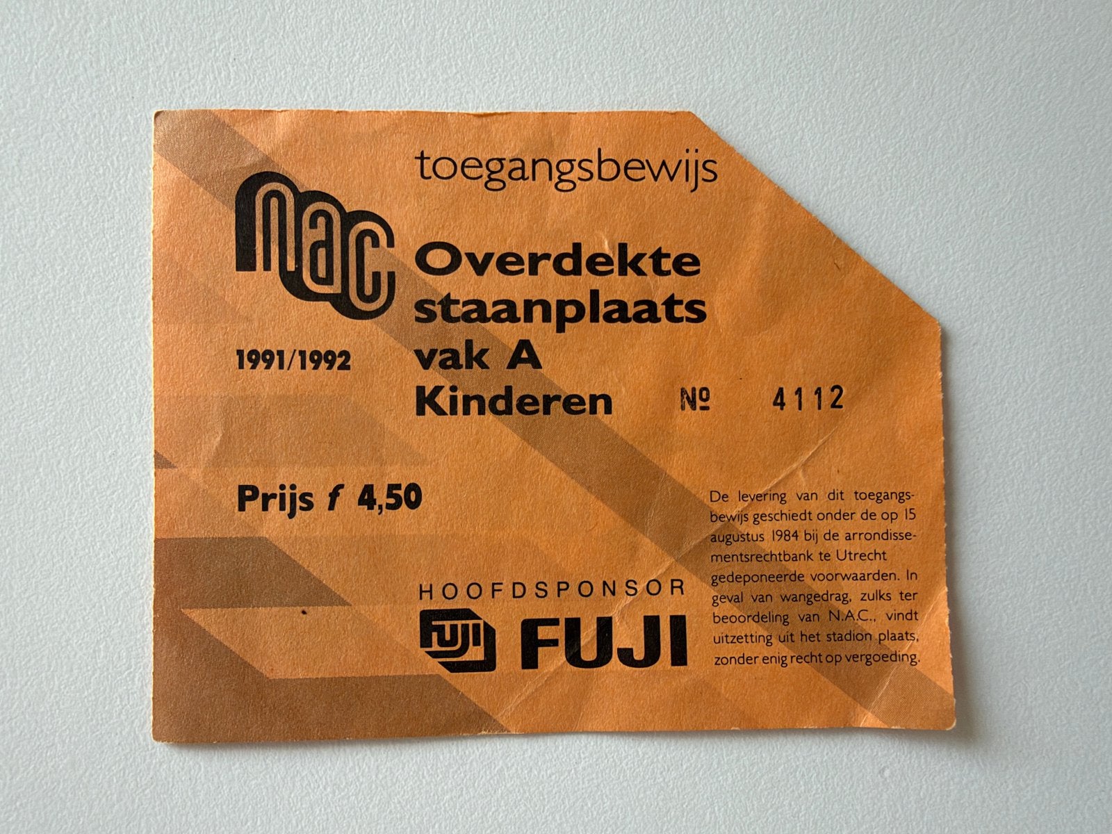 Ticket NAC 1991/1992, Ophalen of Verzenden, Zo goed als nieuw, Overige binnenlandse clubs, Overige typen