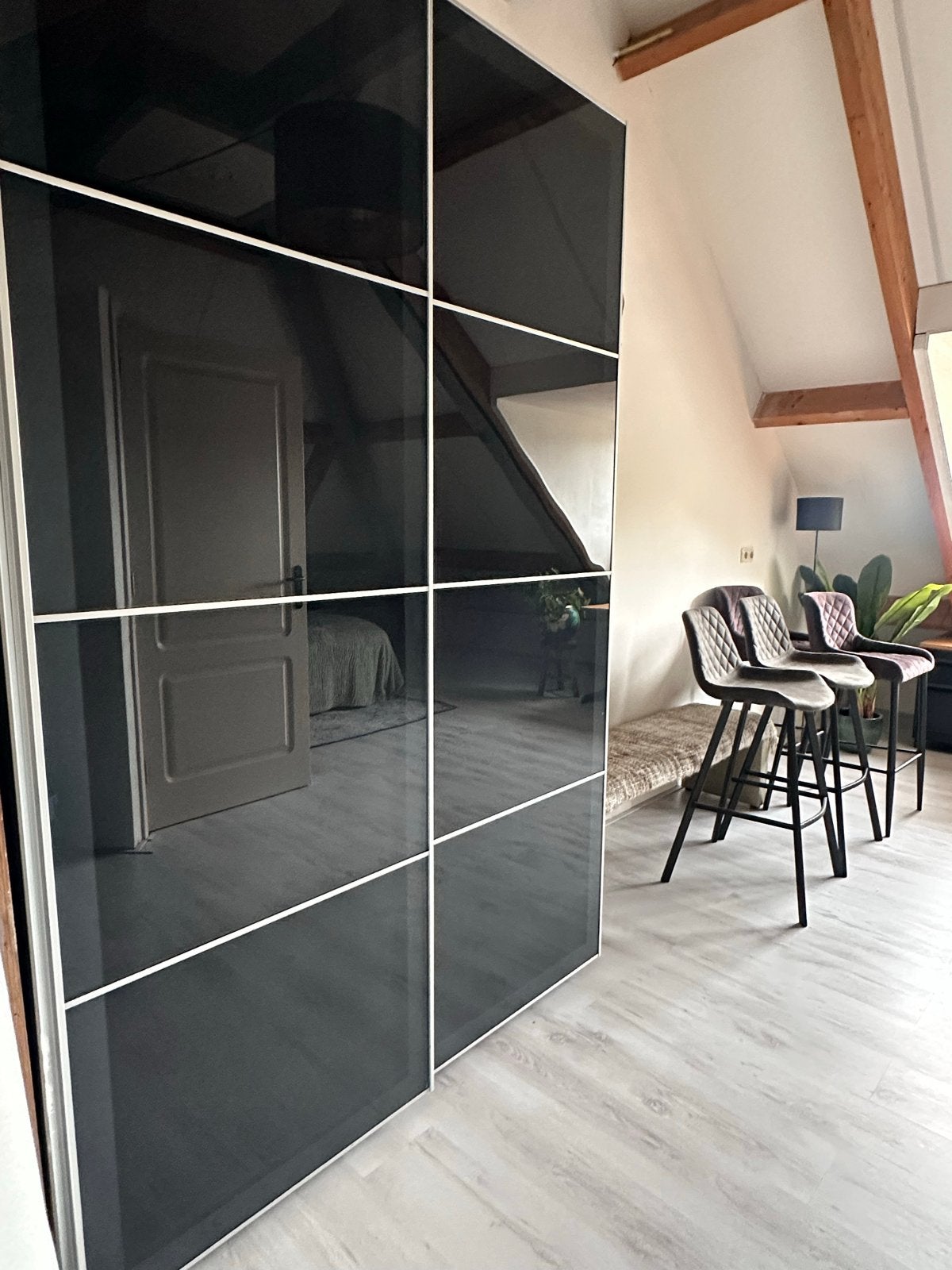 2x IKEA PAX kasten met donkergrijs getinte schuifdeuren, Huis en Inrichting, Ophalen, Gebruikt, 200 cm of meer, 150 tot 200 cm