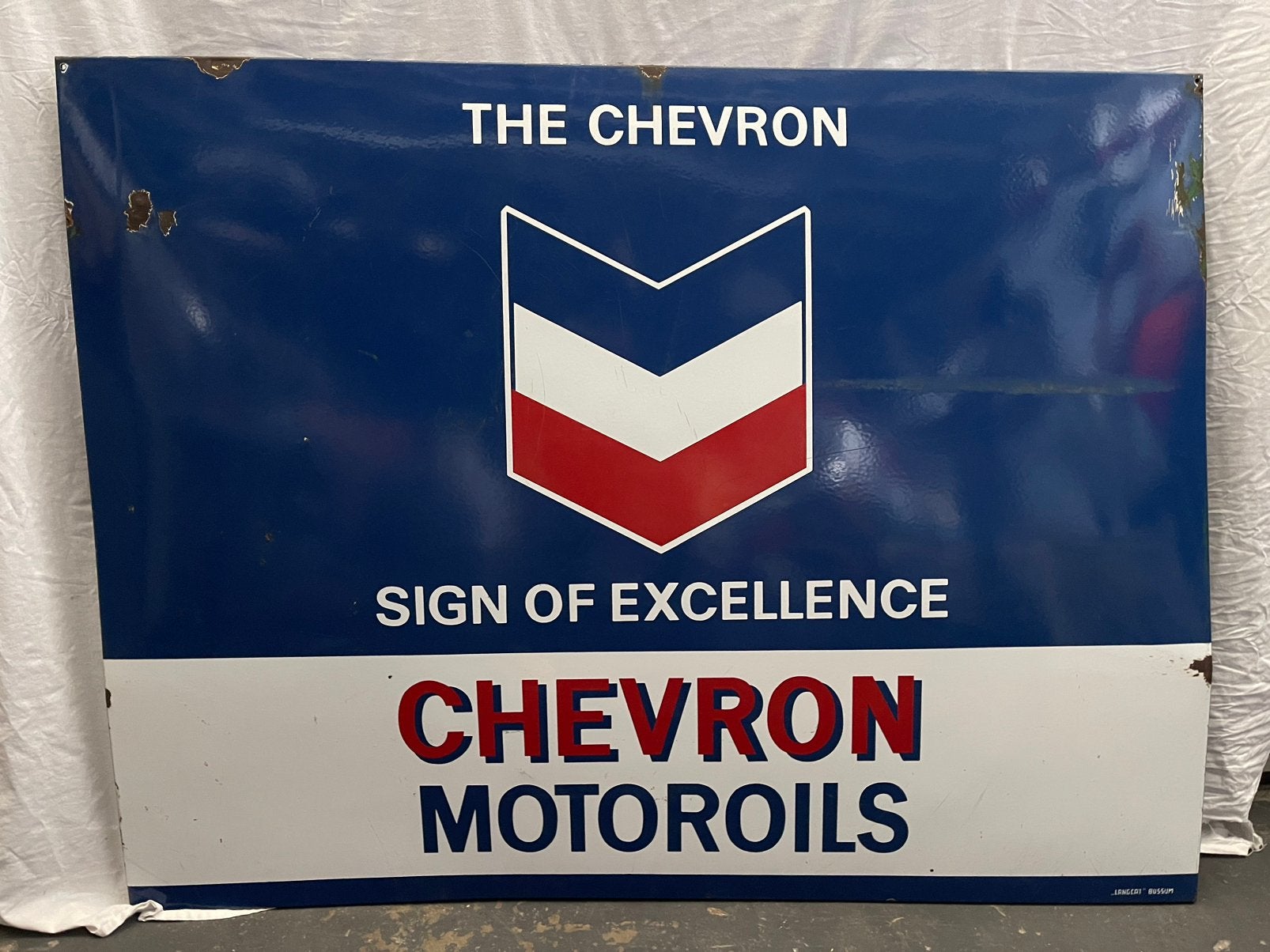 Emaille Chevron Motoroils Bord 154 / 118, Ophalen
