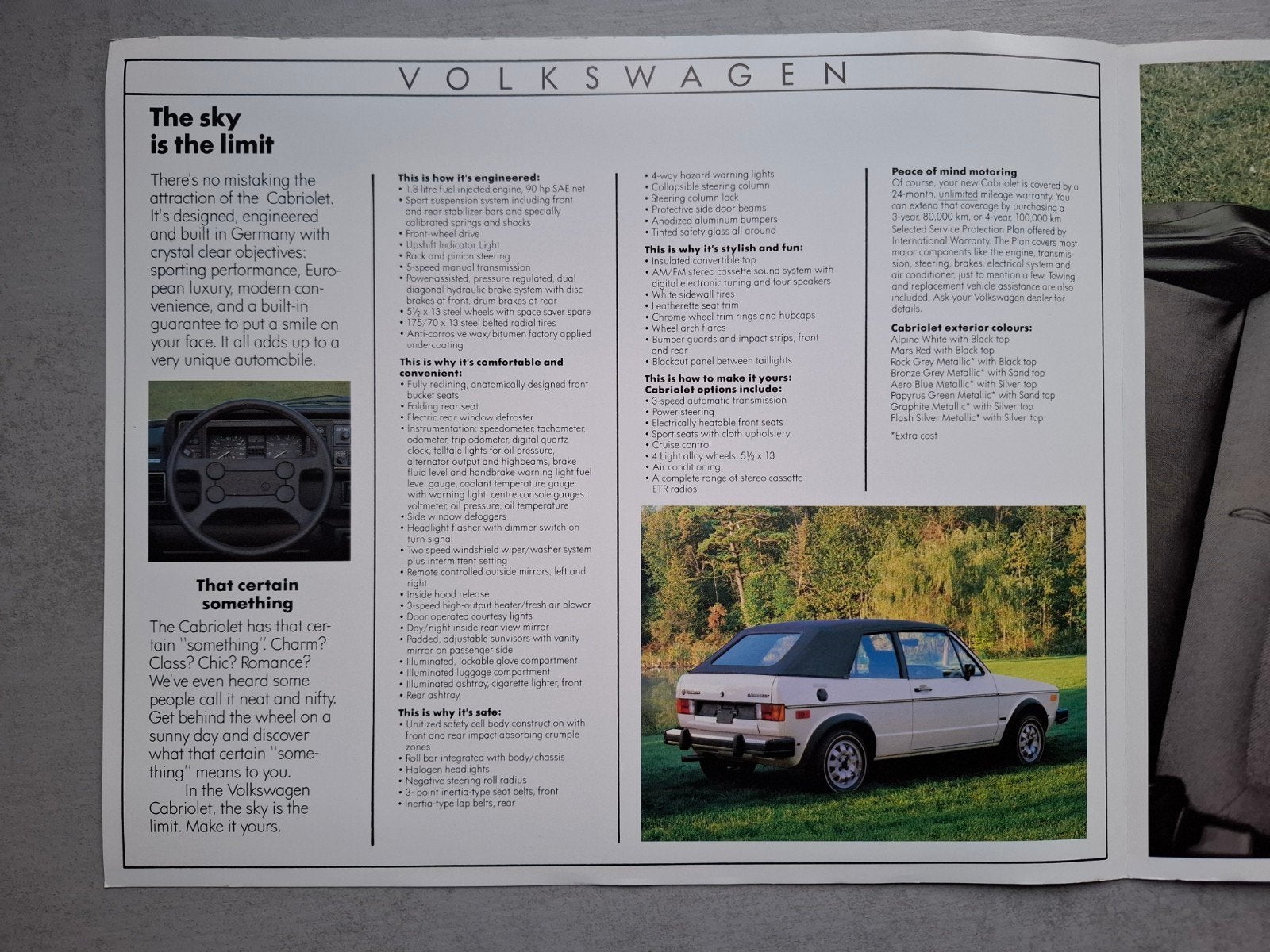 Canadese Volkswagen Golf Cabriolet brochure - 1984 / 1985, Ophalen of Verzenden, Zo goed als nieuw, Volkswagen