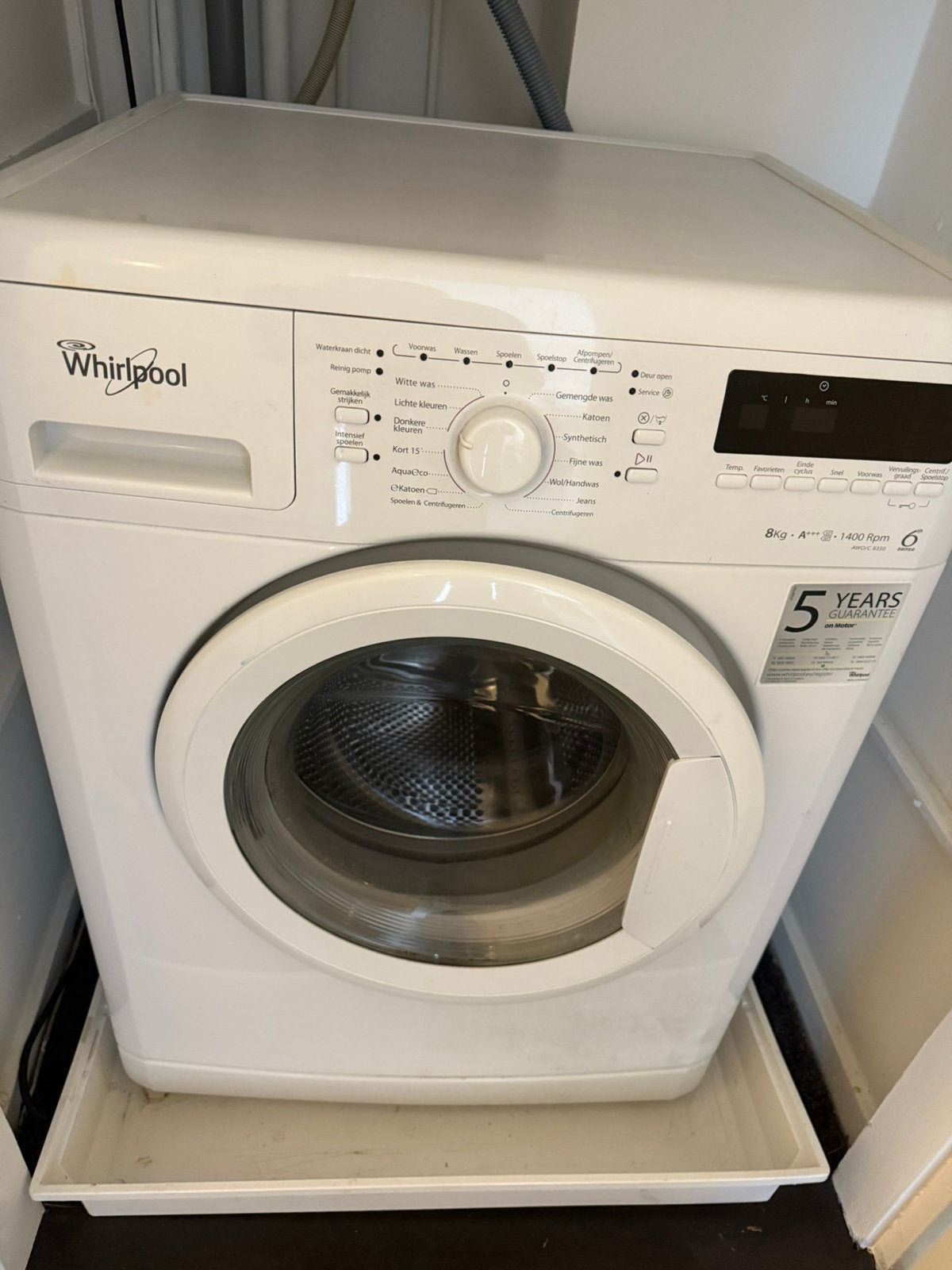 Wasmachine Whirlpool - 8 kg, Ophalen, 1200 tot 1600 toeren, Gebruikt, Handwasprogramma