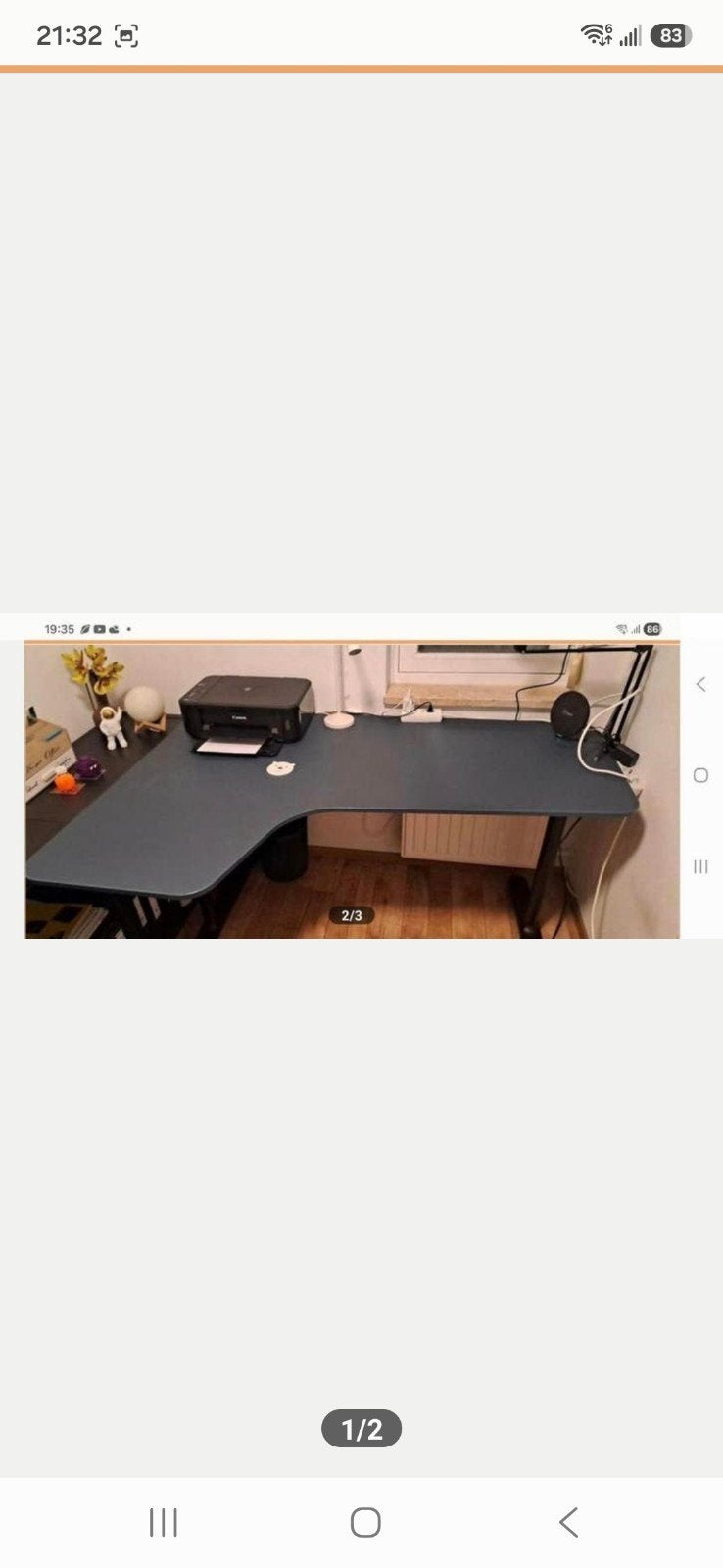 hoekbureau, Ophalen, In hoogte verstelbaar, Zo goed als nieuw, Blauw
