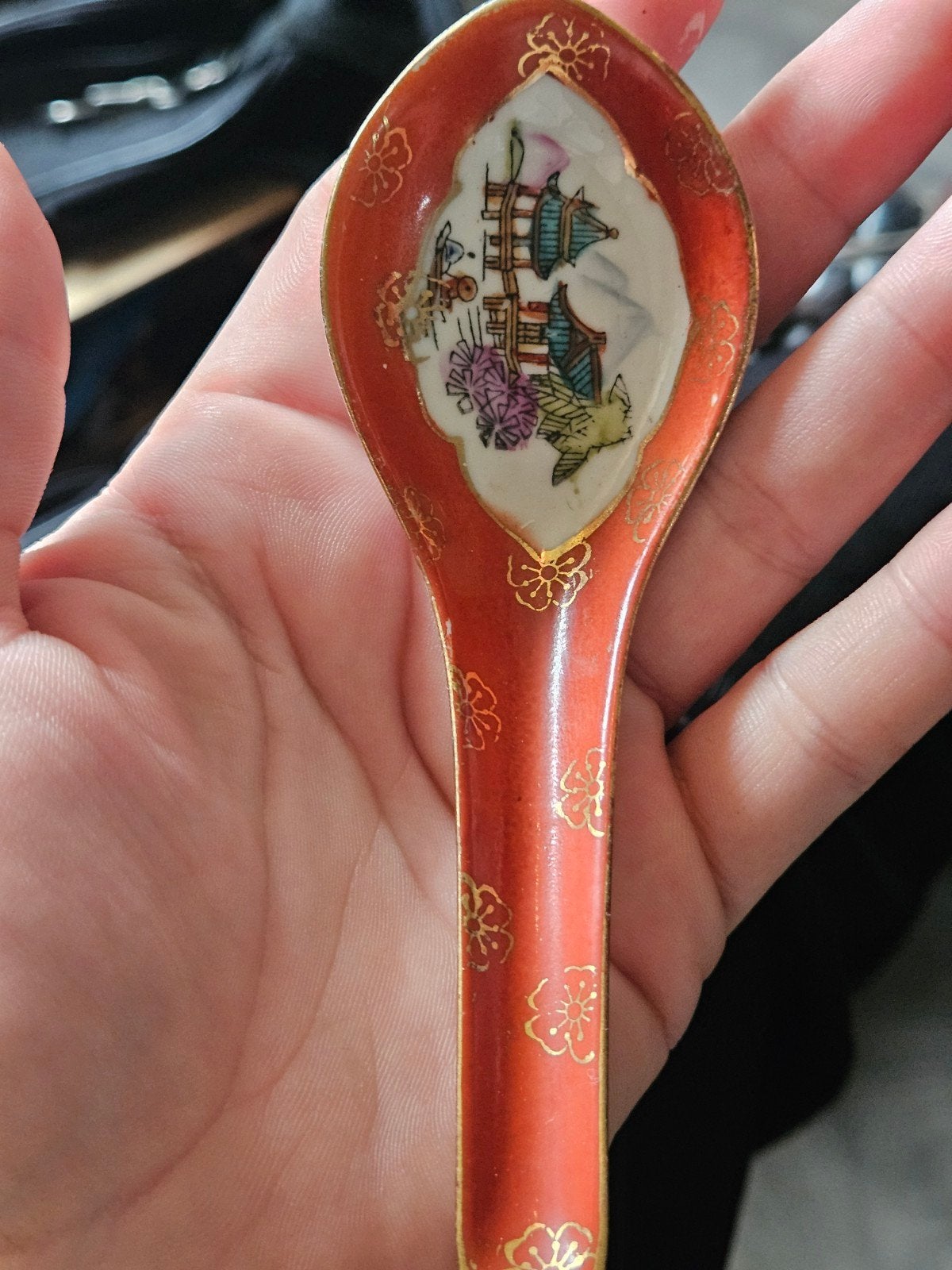 Set van 4 Chinese rijstkommen met lepels, handgeschilderd, Ophalen of Verzenden