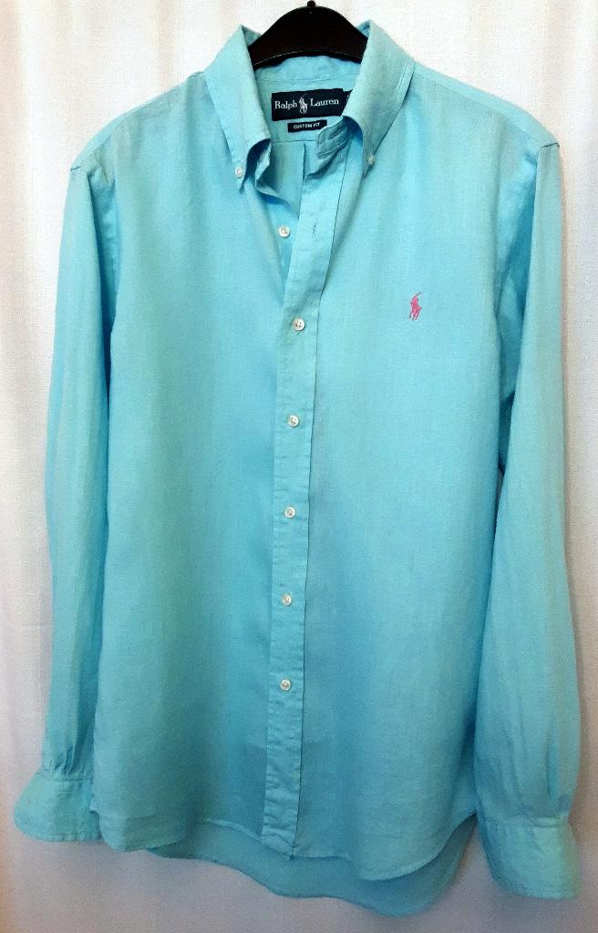 Ralph Lauren 100% linnen overhemd., Verzenden, Zo goed als nieuw, Blauw