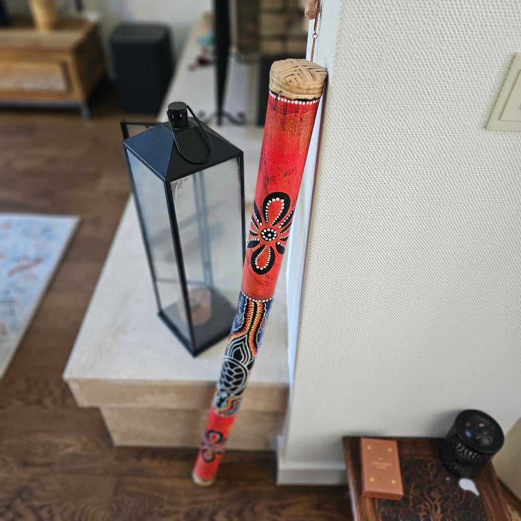 Prachtige handgeschilderde Rainstick - 1 meter, Muziek en Instrumenten, Blaasinstrumenten | Overige, Ophalen of Verzenden