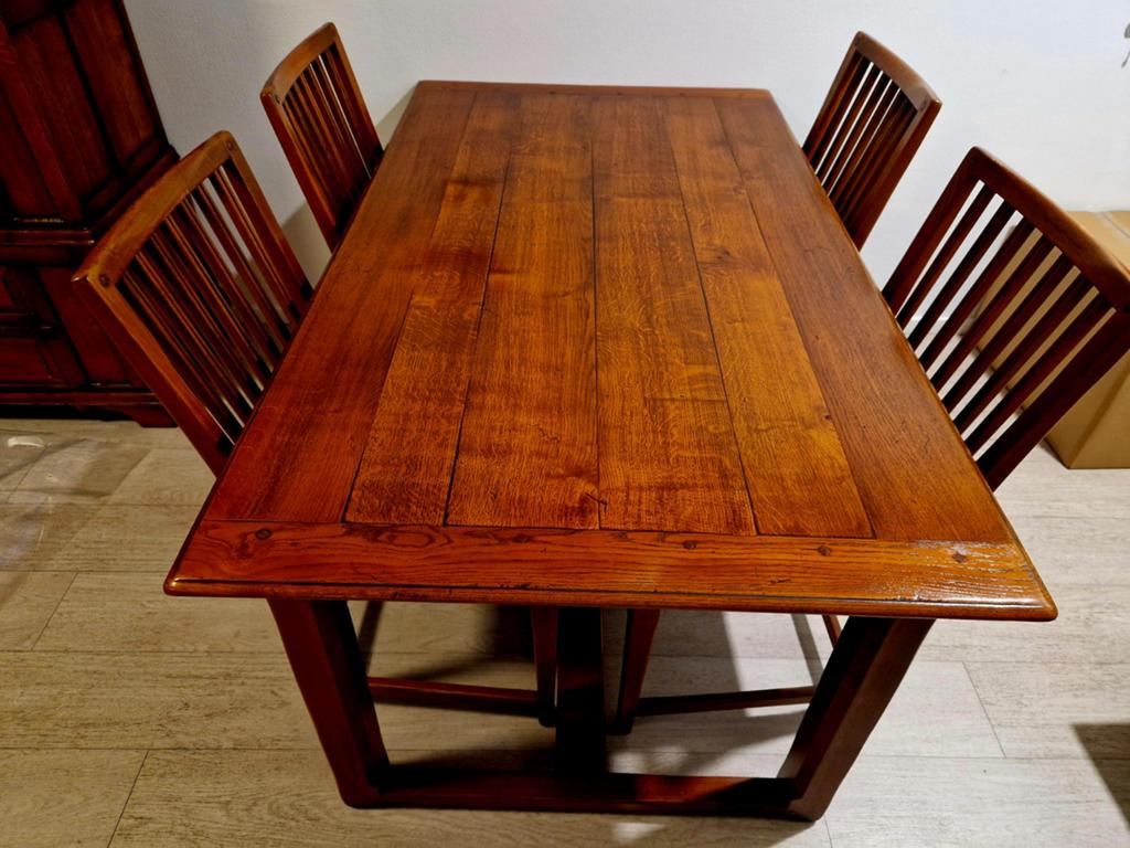 Schuitema Original Manor eettafel 160x90 + 4 stoelen massief, Antiek en Kunst, Antiek | Meubels | Tafels, Ophalen