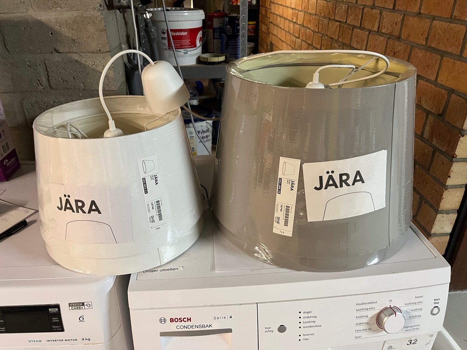 IKEA JÄRA lampenkappen - beige en taupe, Huis en Inrichting, Lampen | Lampenkappen, Ophalen, Gebruikt, Rond, Textiel