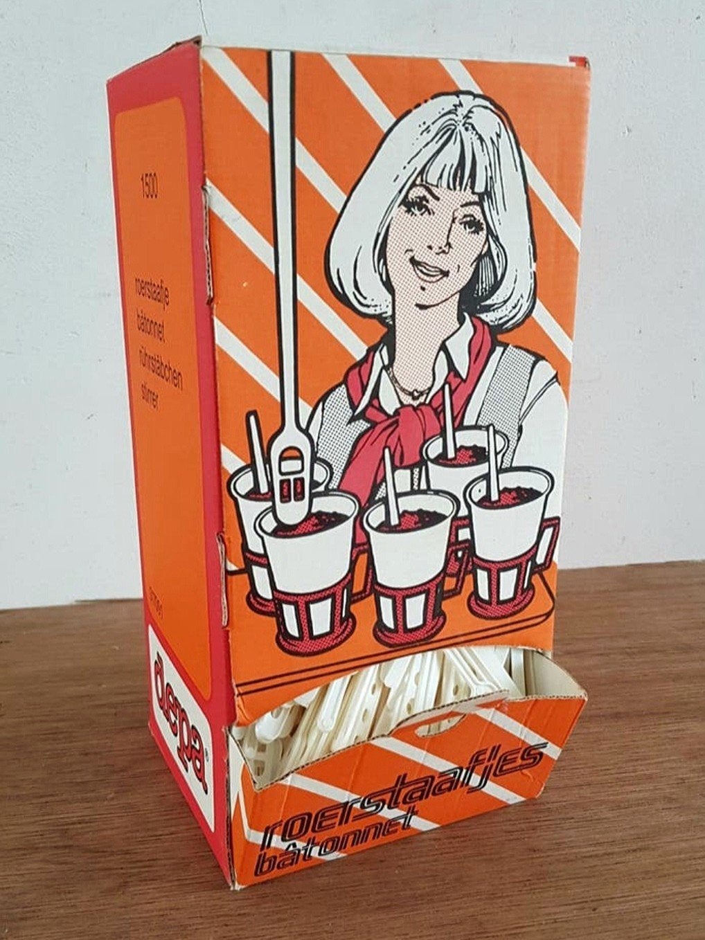 DEPA verpakking roerstaafjes vintage jaren 80s, Ophalen of Verzenden, Zo goed als nieuw, Verpakking