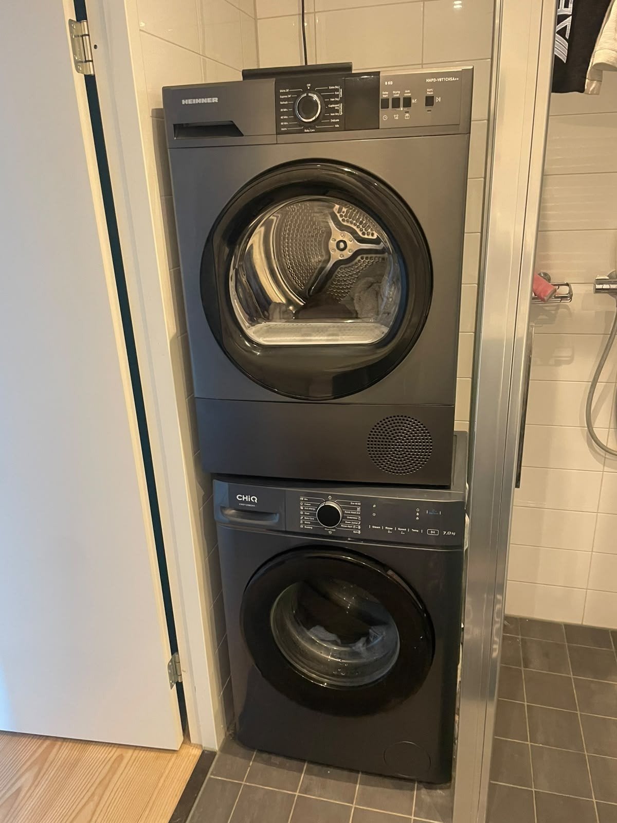 Heinner en Chiq wasmachine en droger set, 6 tot 8 kg, Ophalen of Verzenden, Voorlader, 85 tot 90 cm