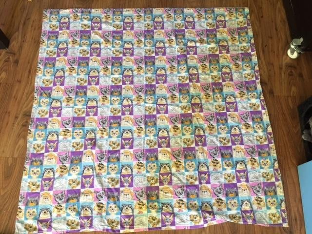 Vrolijke dekbedovertrek met poezen print patchwork 140x140cm, Jongetje of Meisje, Nieuw, Ophalen of Verzenden, Paars