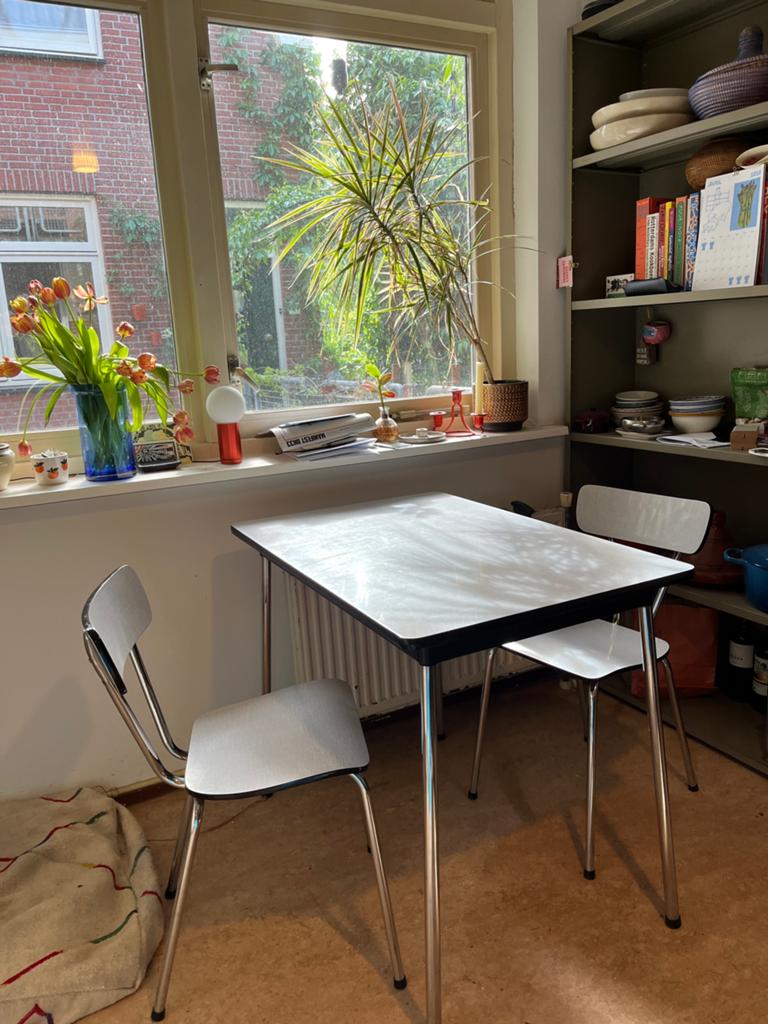 formica tafel + 2 stoelen, Ophalen, Rechthoekig, 50 tot 100 cm