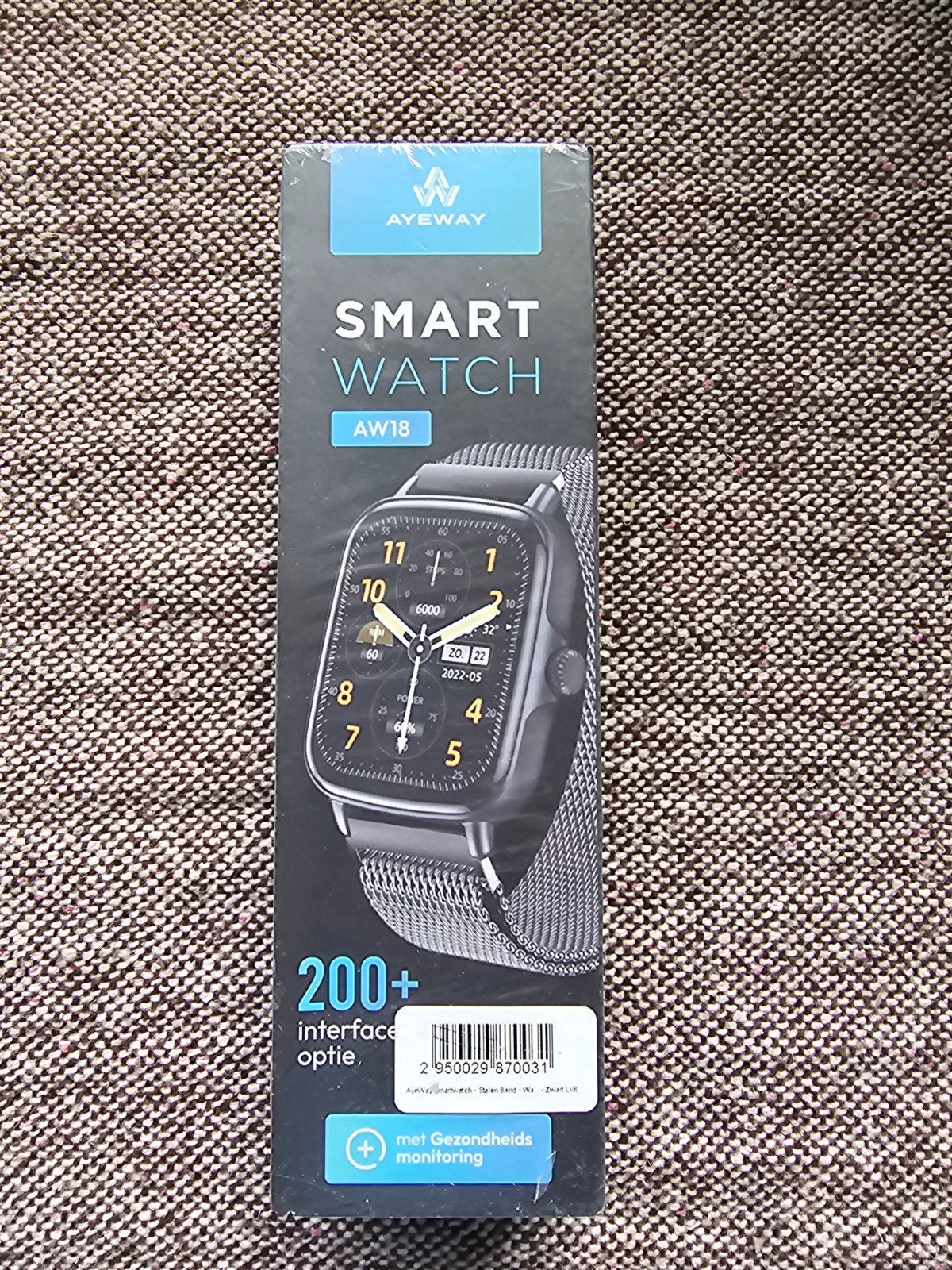 Ayeway Smartwatch AW18 - Nieuw in doos, Hartslag, Zwart, Ayeway, Nieuw