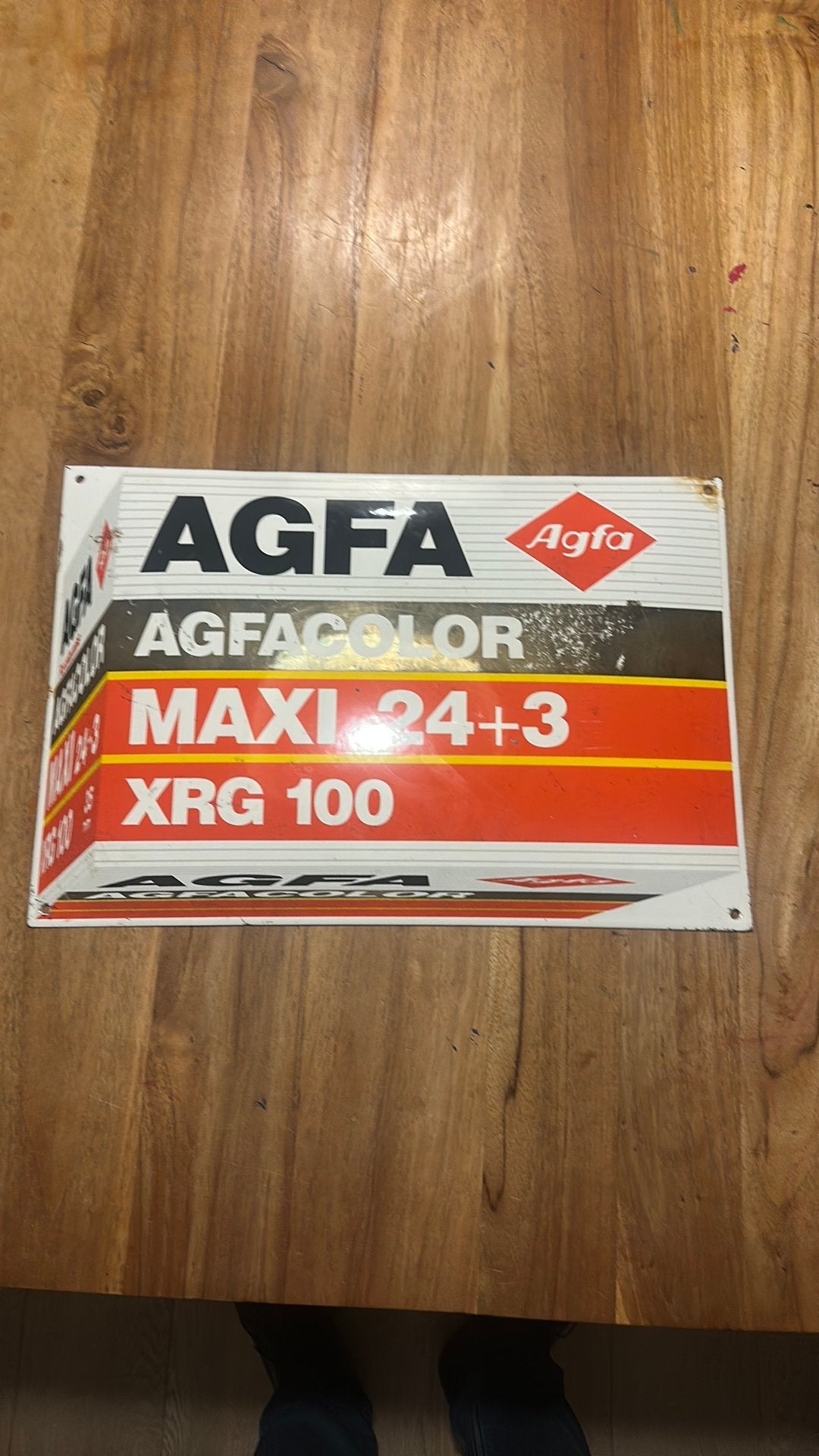 Mooi origineel emaille reclame bord AGFA, Verzamelen, Ophalen of Verzenden, Gebruikt, Reclamebord
