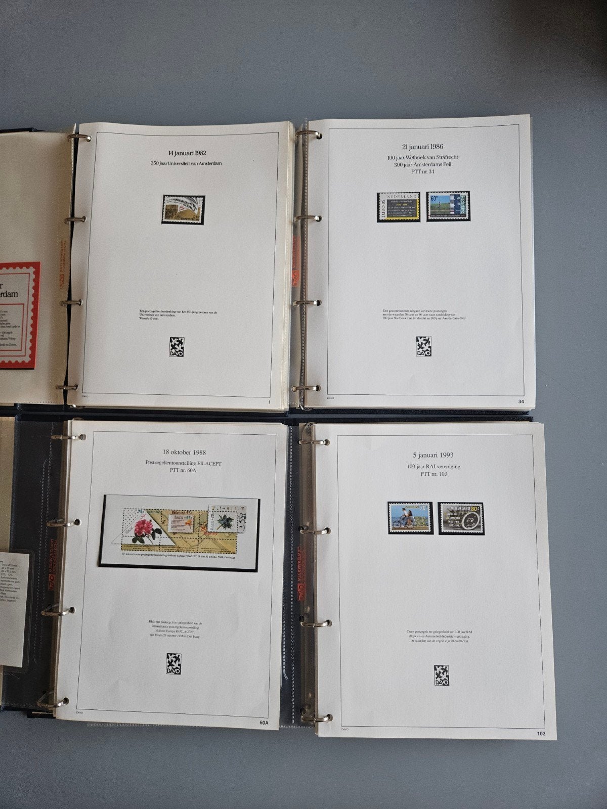4 volle DAVO albums met pz mapjes en de PF zegels extra, Verzenden, Na 1940, Postfris