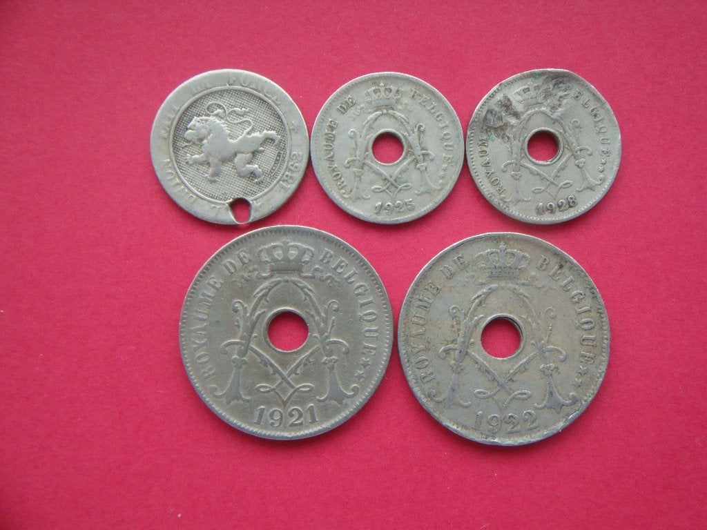 Lot België Frans setje munten 5 en 25 Centimes 1862 / 1929., Postzegels en Munten, Verzenden, Overig, Setje