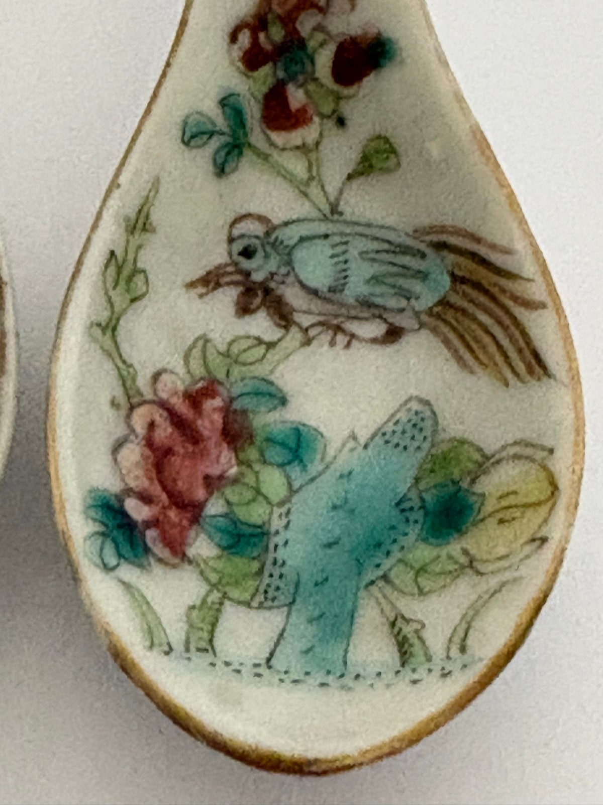 Antieke Chinese Lepels - Handbeschilderd Vleermuis & Vogel, Antiek en Kunst, Ophalen of Verzenden