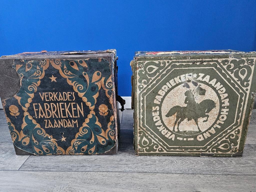 2 oude verkade blikken winkelblik zaandam antiek, Verzenden, Gebruikt, Koek(jes), Verkade