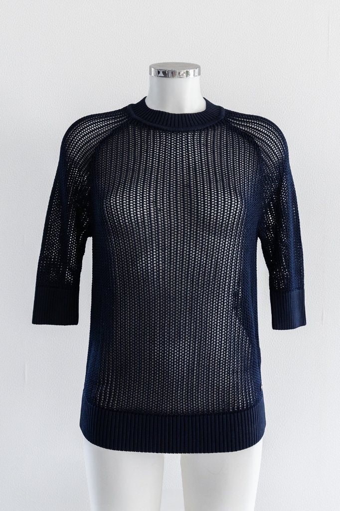 Cavallaro Steffia opengewerkte trui - donkerblauw, maat M, Maat 38/40 (M), Blauw, Cavallaro, Nieuw
