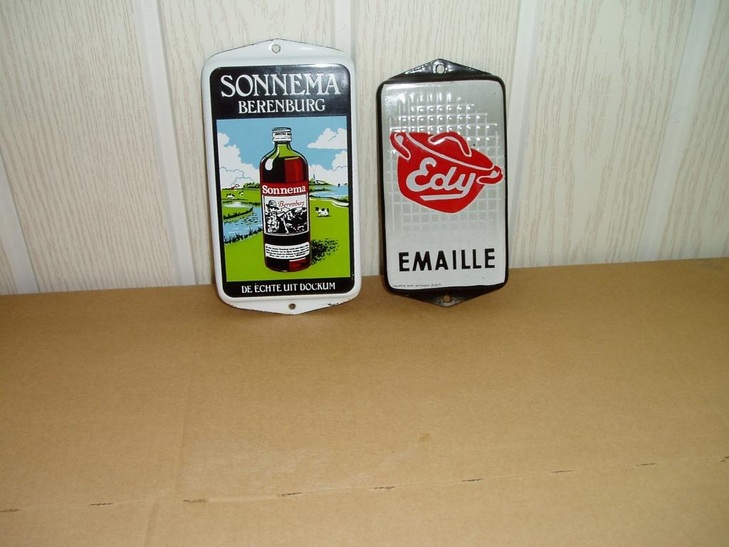 Sonnema Berenburg en Edy samen  Emaille, Verzamelen, Merken en Reclamevoorwerpen, Ophalen, Gebruikt, Reclamebord