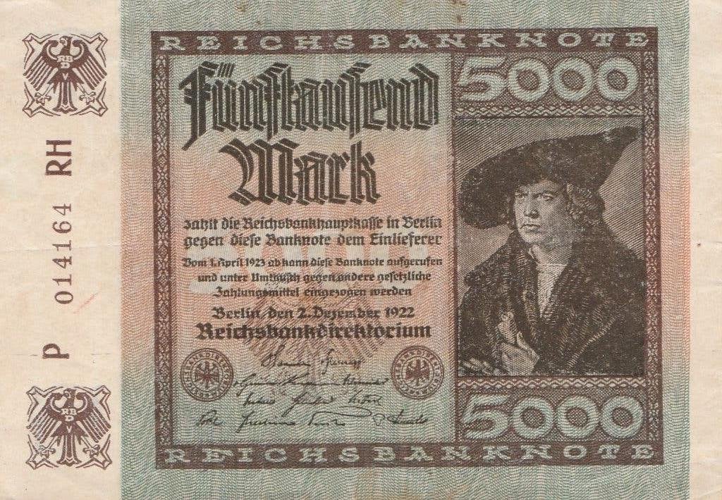 5.000 Mark Duitsland 1922, Ophalen of Verzenden, Duitsland