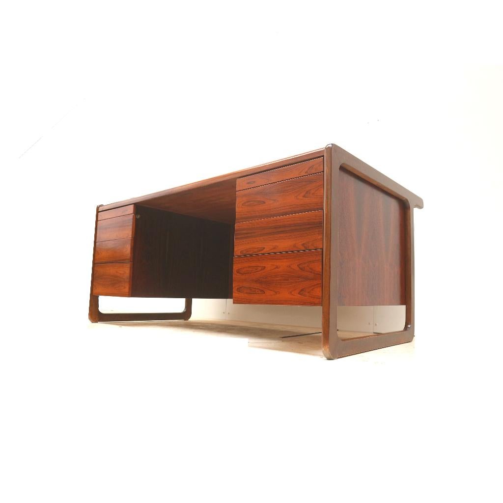 Groot vintage palissander directiebureau bureau jaren '60, Huis en Inrichting, Bureaus, Verzenden, Gebruikt