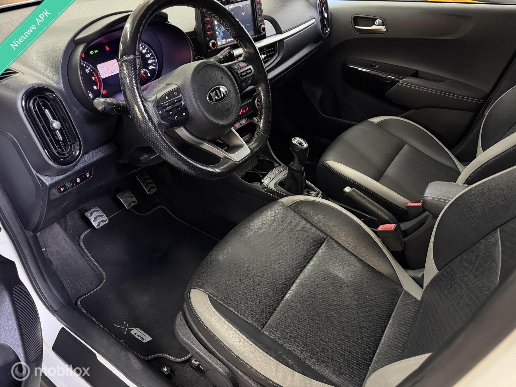 Kia Picanto 1.0 T-GDI X-Line|Camera|Carplay|LED|Leder|Cruise, Auto's, Voorwielaandrijving, Gebruikt, 920 kg, Wit