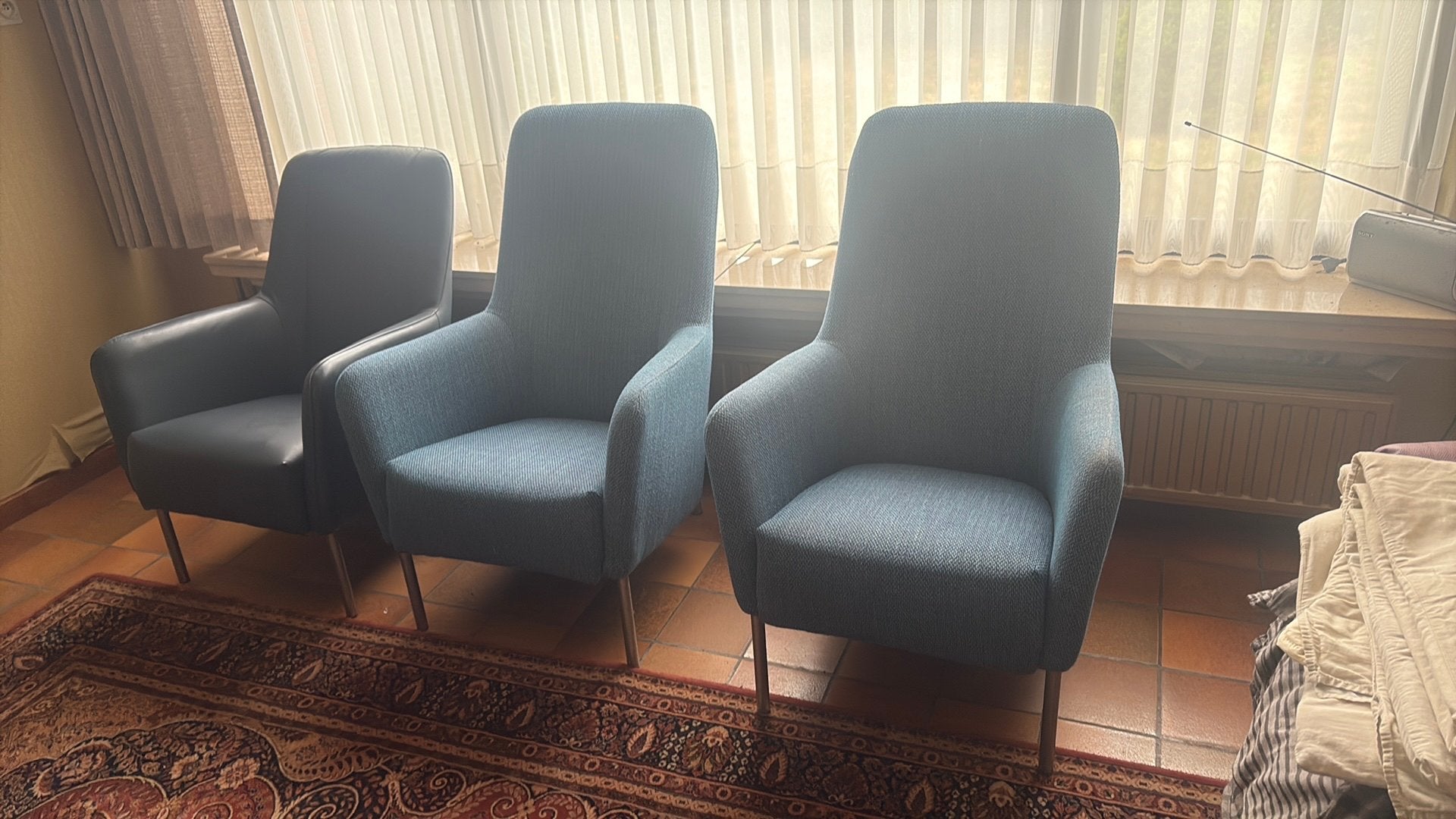 3 fauteuils, Ophalen, Gebruikt, 50 tot 75 cm, Leer