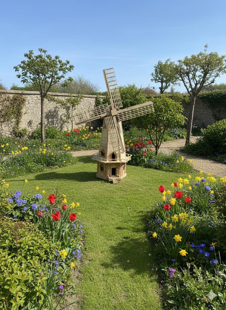 Handgemaakte Tuinmolen van Hardhout - 1.25m Hoogte, Ophalen, Nieuw