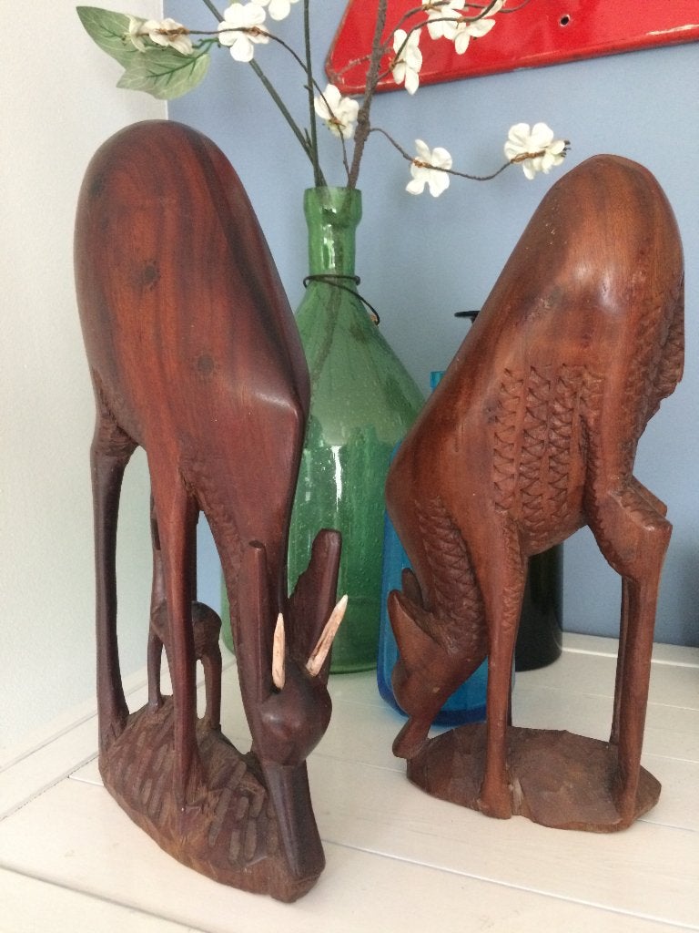 Twee vintage sixties houten herten, Ophalen of Verzenden, Huis en Inrichting