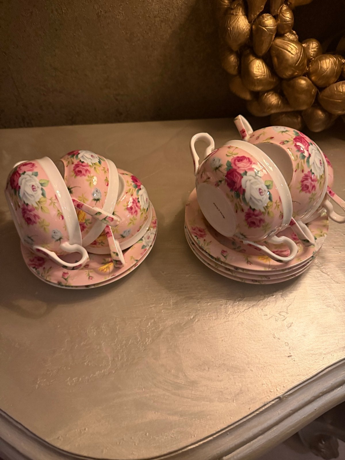 6 Nieuwe Brocante Soepkommen met Rozenprint, Ophalen