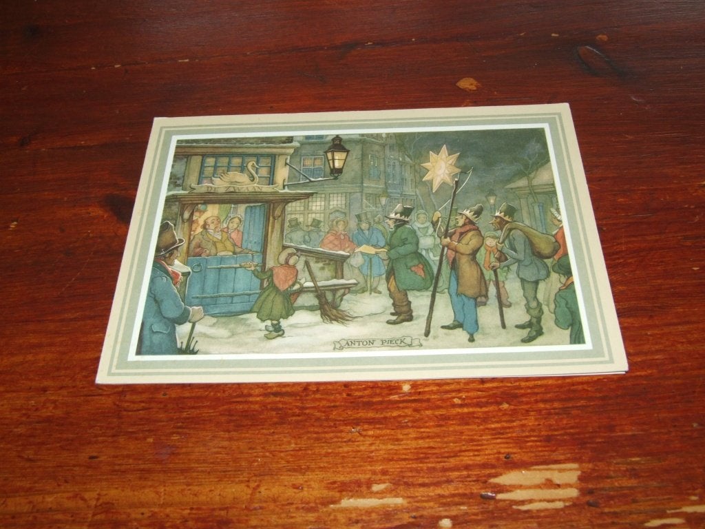 20- Anton Pieck Kaart: Sterrenzangers in de Sneeuw-, 1960 tot 1980, Gebruikt, Verzenden, Prent