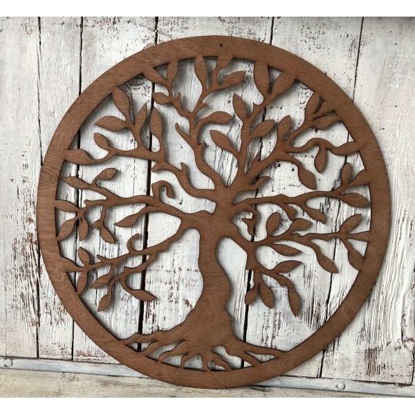 Levensboom wanddecoratie 55 cm hardhout 4 mm dik, Ophalen of Verzenden, Nieuw, Bruin, Hout
