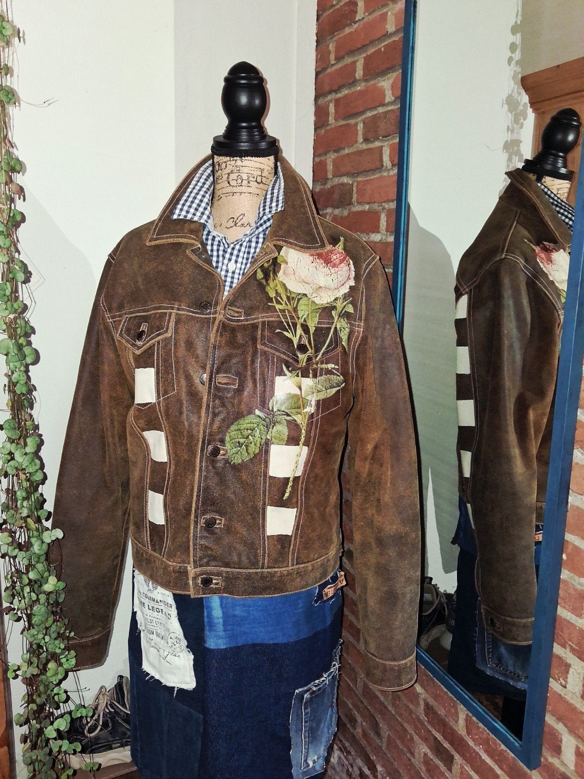 Lederen Jas maat L/ 40 UNIEK ITEM, Maat 38/40 (M), Bruin, Ophalen of Verzenden, Onbekend