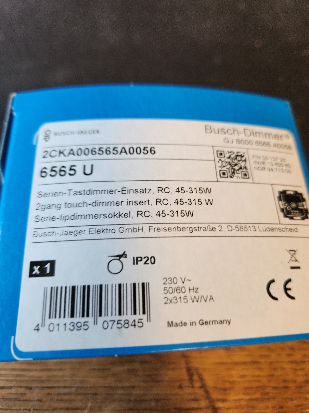 Busch-Jaeger Busch-Memory Seriedimmer 6565 U, Ophalen of Verzenden, Nieuw, Busch-Jaeger, Dimmer