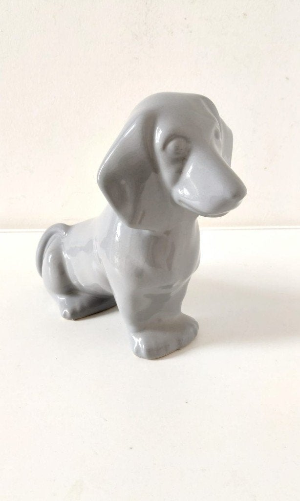 Vintage beeld Teckel hond Grijs Jaren 80 Design Beeld, Verzamelen, Beelden en Beeldjes, Ophalen of Verzenden, Zo goed als nieuw
