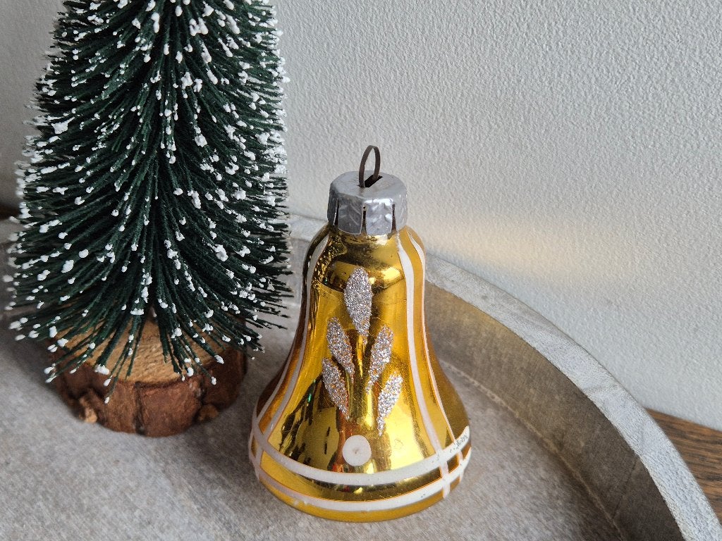 Vintage kerstbal klokje goud 429, Diversen, Kerst, *, Gebruikt, *, Ophalen of Verzenden