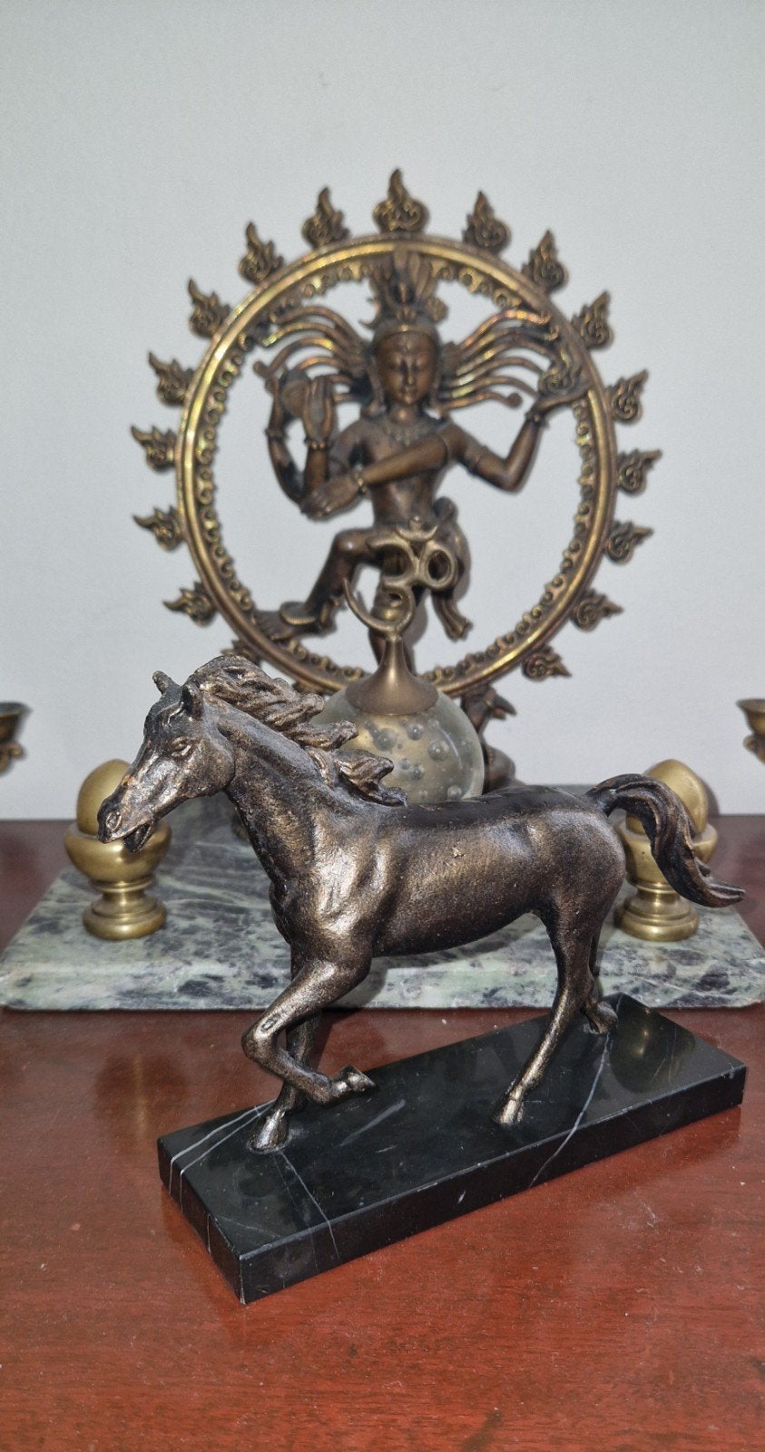 Art Deco Bronzen Paard op Marmeren Sokkel - Jaren '20-'40, Antiek en Kunst, Ophalen of Verzenden