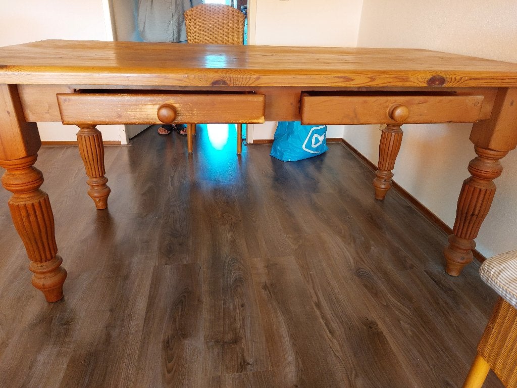 Grenen Eetkamertafel, Ophalen, Gebruikt, 50 tot 100 cm, 150 tot 200 cm