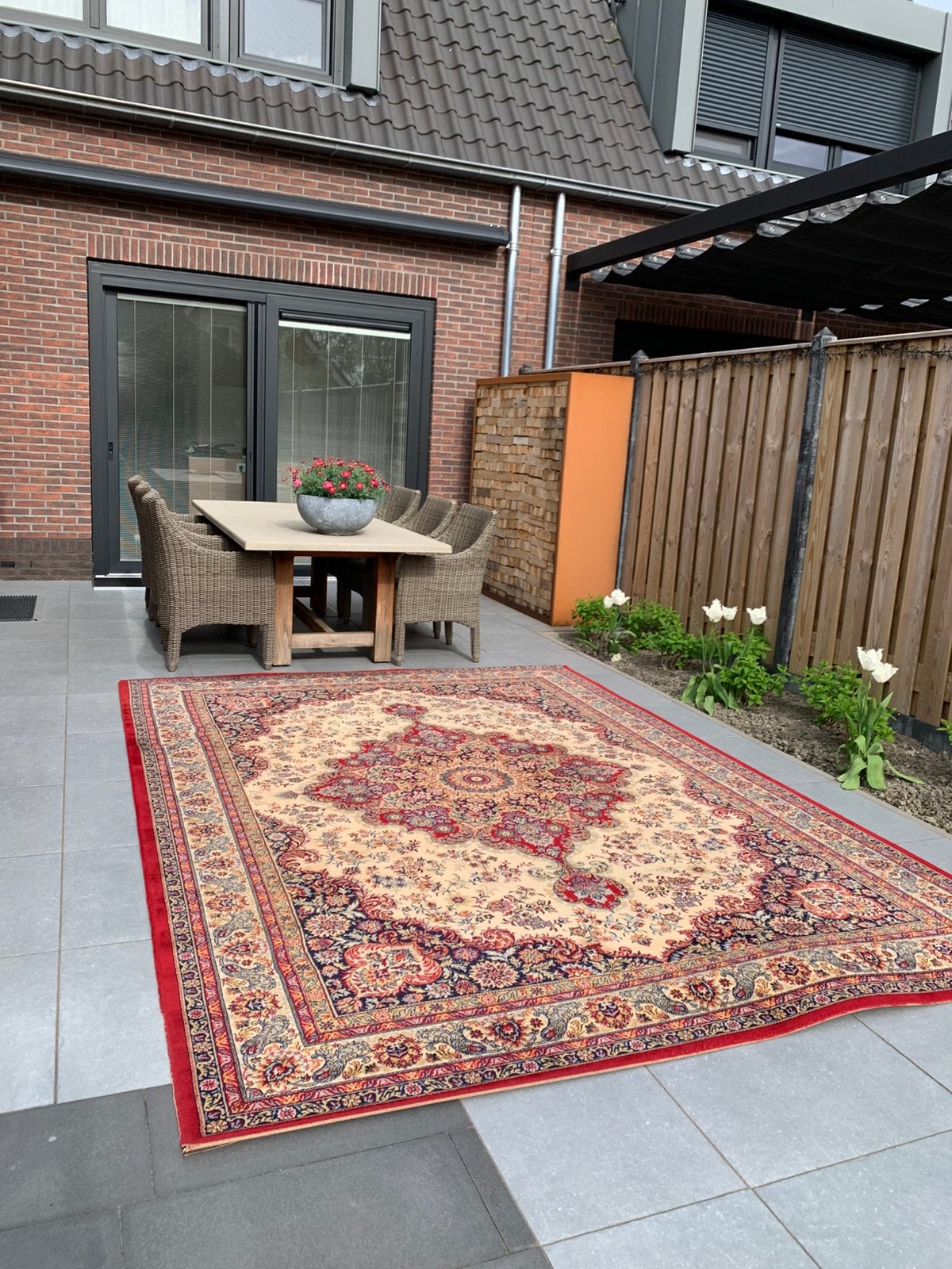 Prachtig Sfeervol Groot Vintage Vloerkleed Zuiver Scheerwol, Ophalen, Zo goed als nieuw, Rechthoekig, 200 cm of meer