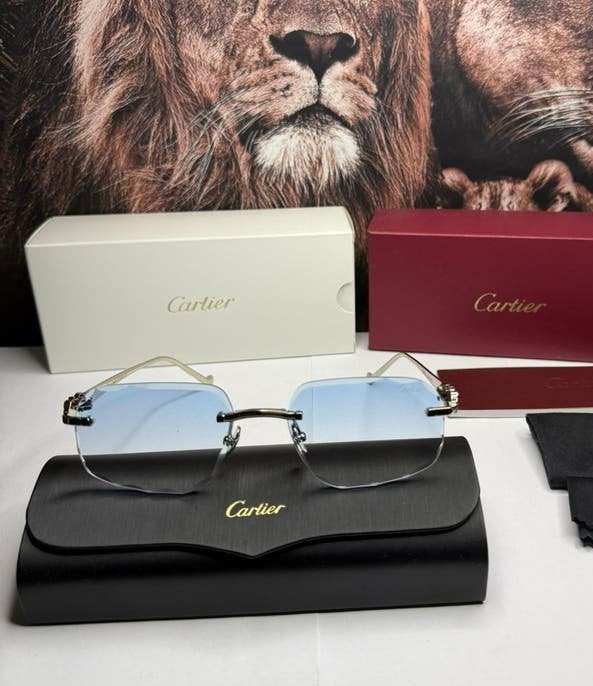 Cartier Diamond cut Panter Blauwe Bril, Ophalen of Verzenden, Zo goed als nieuw, Blauw, Overige merken