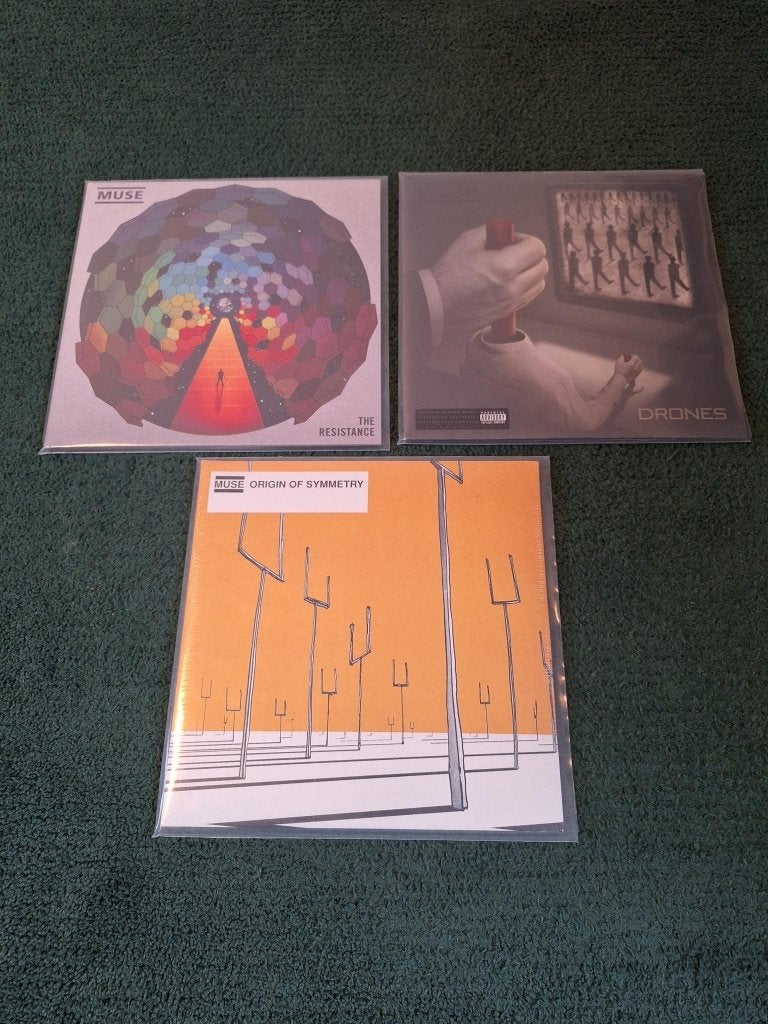 Muse vinyl (3 LP's) o.a. Origin of Symmetry & The Resistance, Ophalen of Verzenden, Zo goed als nieuw, 12 inch, Poprock