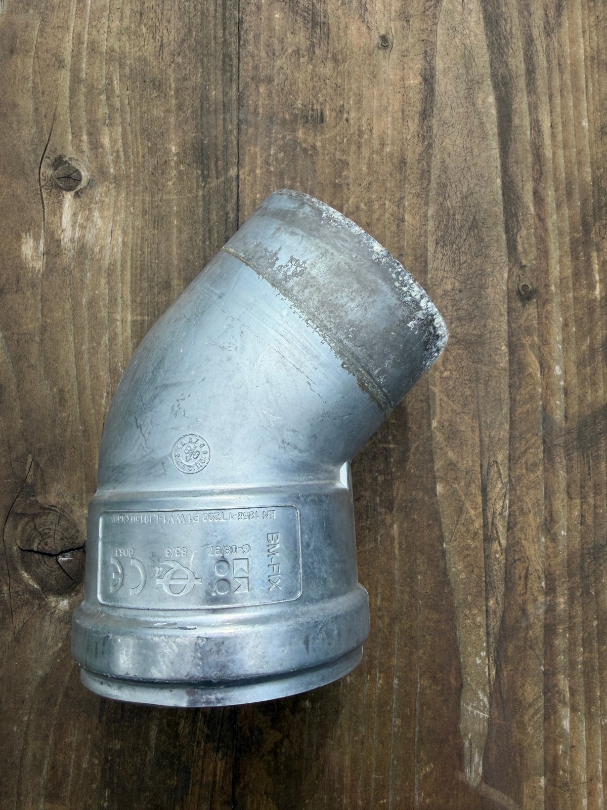 Aluminium rookgasafvoer bocht en 1m pijp, Afvoer, Gebruikt, Aluminium, Ophalen of Verzenden