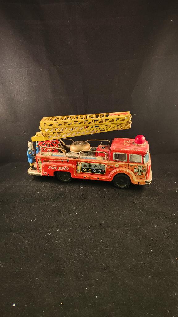 Vintage Japanse blikken brandweerauto, Ophalen of Verzenden, Gebruikt